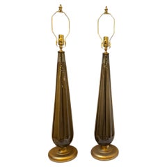 Pair of Smoke Murano Glass Lamps