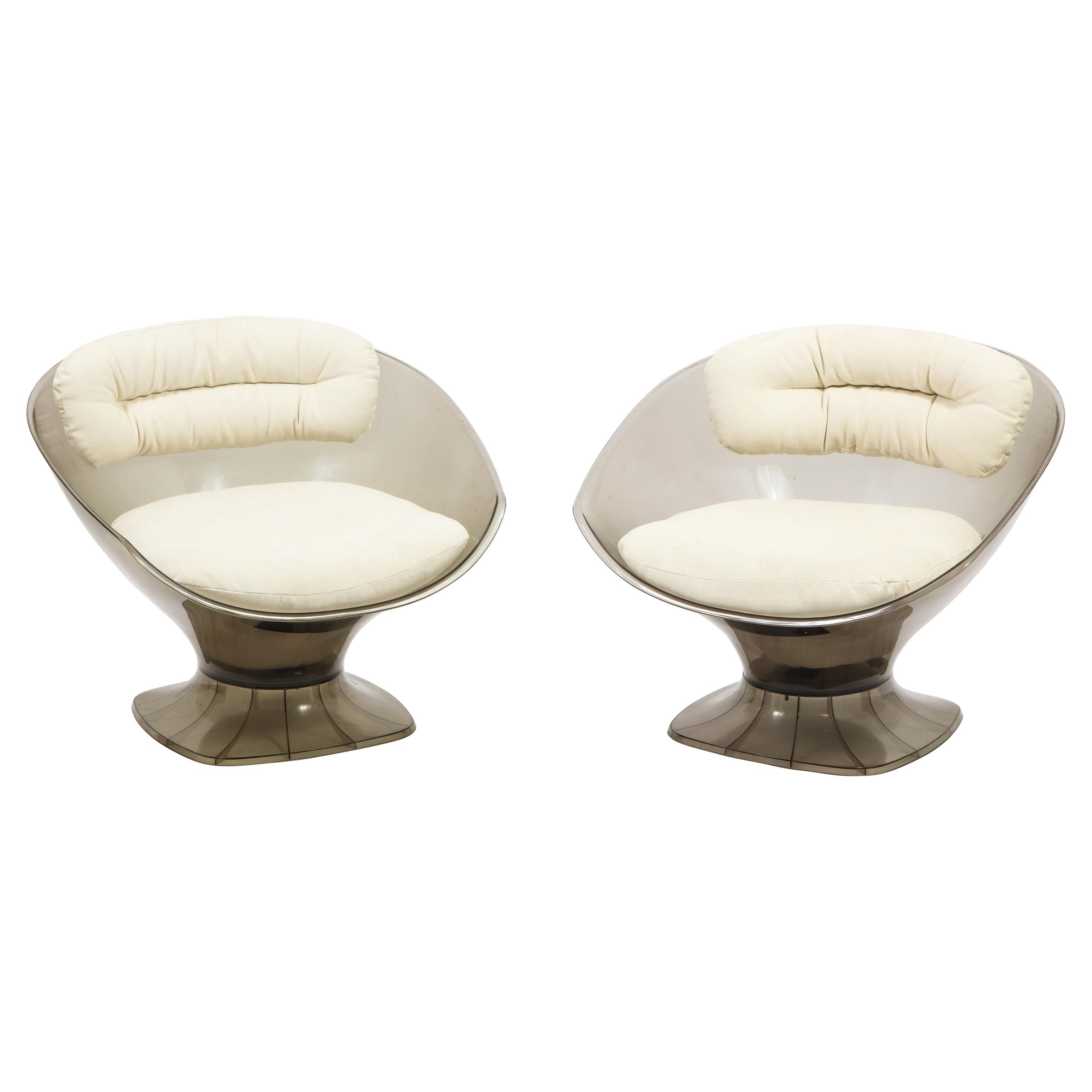 Pair of low acrylic lounges by Overman of Germany for Raphael, seen on the decorator's book last page.