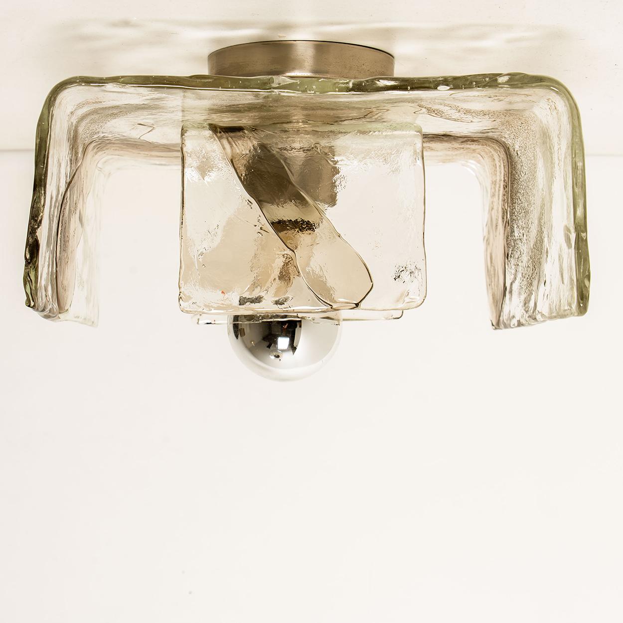 1 of the 2 Pair of Smoked Clear Hand Blown Flushes /Sconces By Nason For Sale 9
