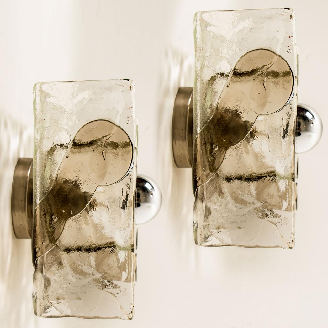 20th Century 1 of the 2 Pair of Smoked Clear Hand Blown Flushes /Sconces By Nason For Sale