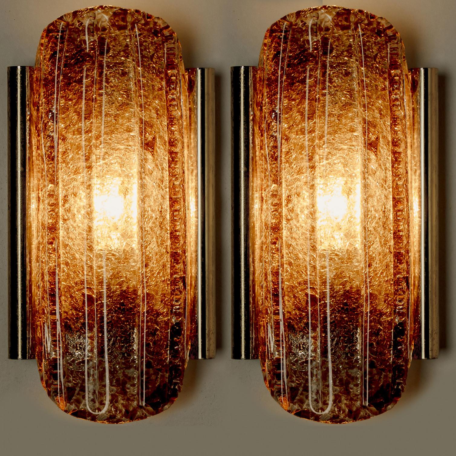 Pair of Smoked Glass Brass Wall Lights by Kaiser Leuchten, 1970s For Sale 6