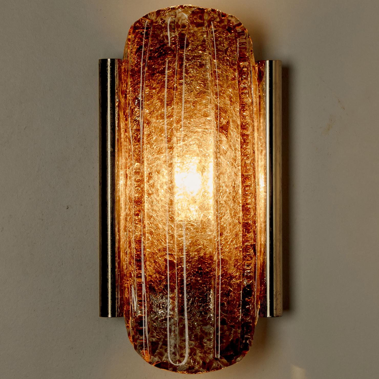 Pair of Smoked Glass Brass Wall Lights by Kaiser Leuchten, 1970s For Sale 2