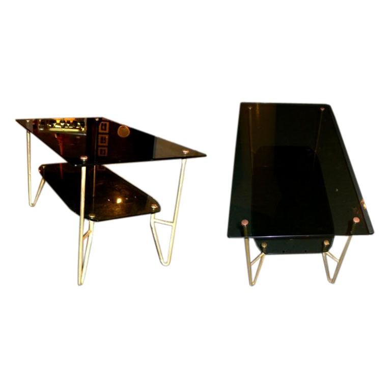 Pair of Smoked Glass Coffee Tables