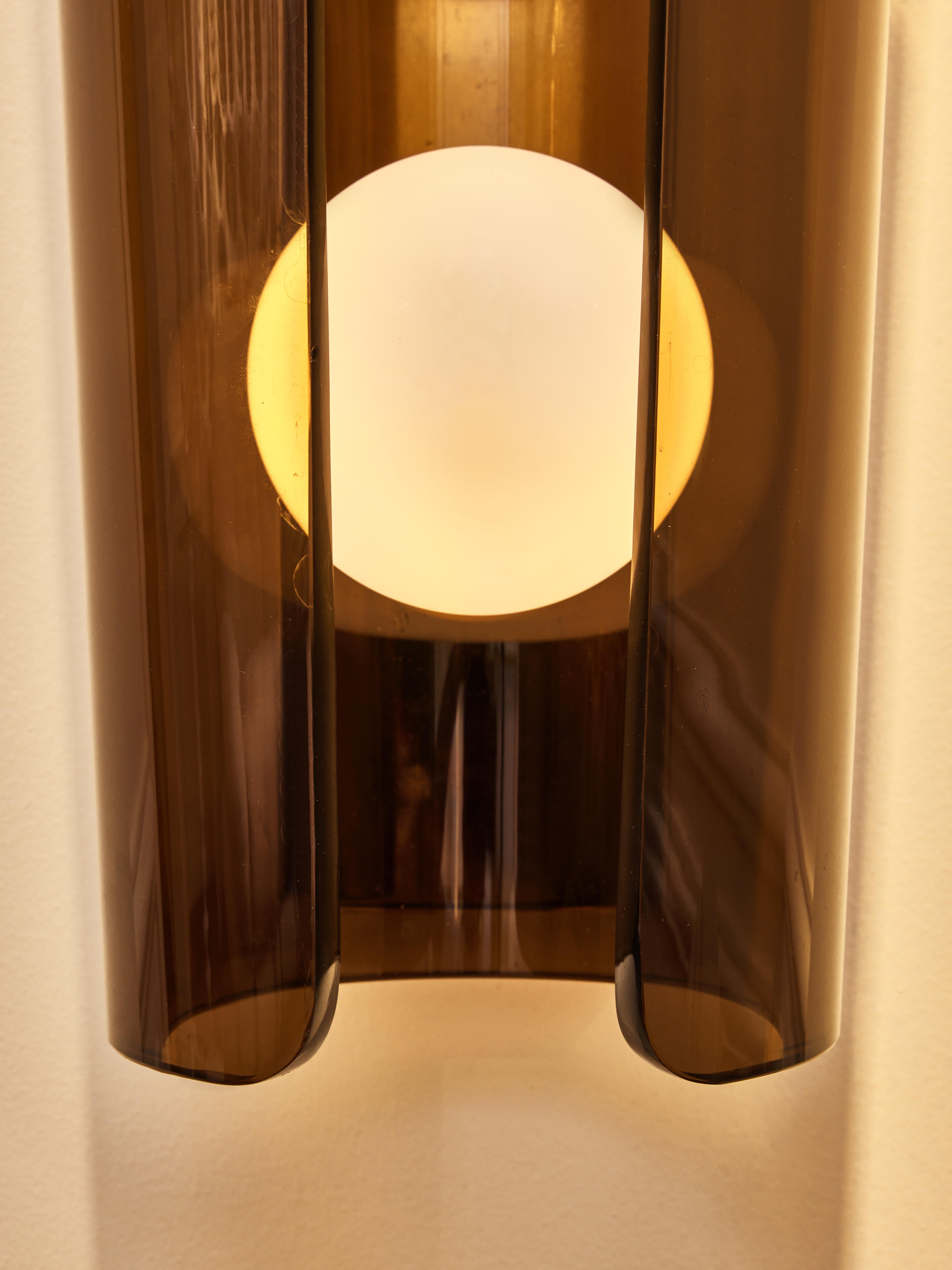 Contemporary Pair of smoked glass sconces by Studio Glustin For Sale