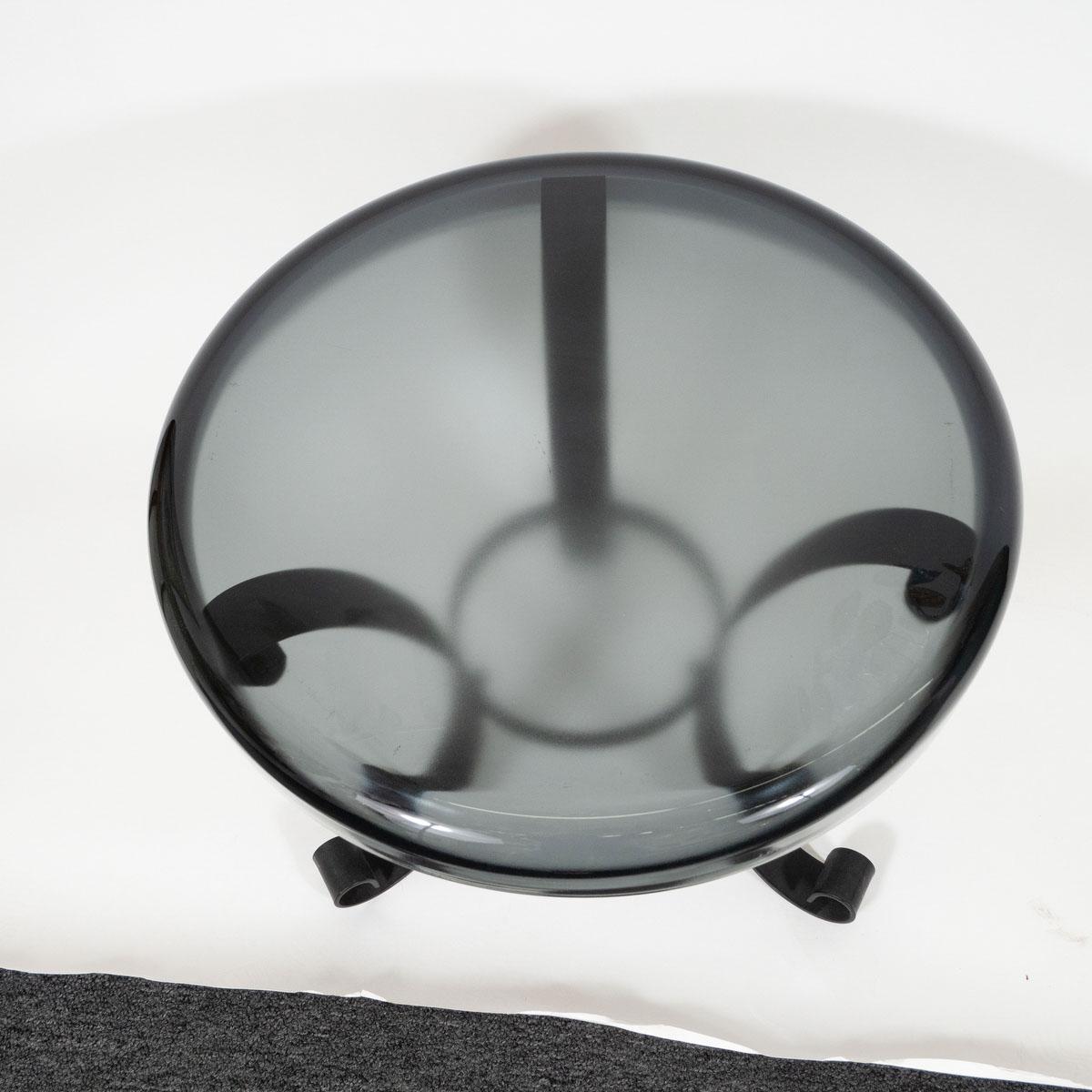 Pair of Smoked Glass Top Side Tables For Sale 4