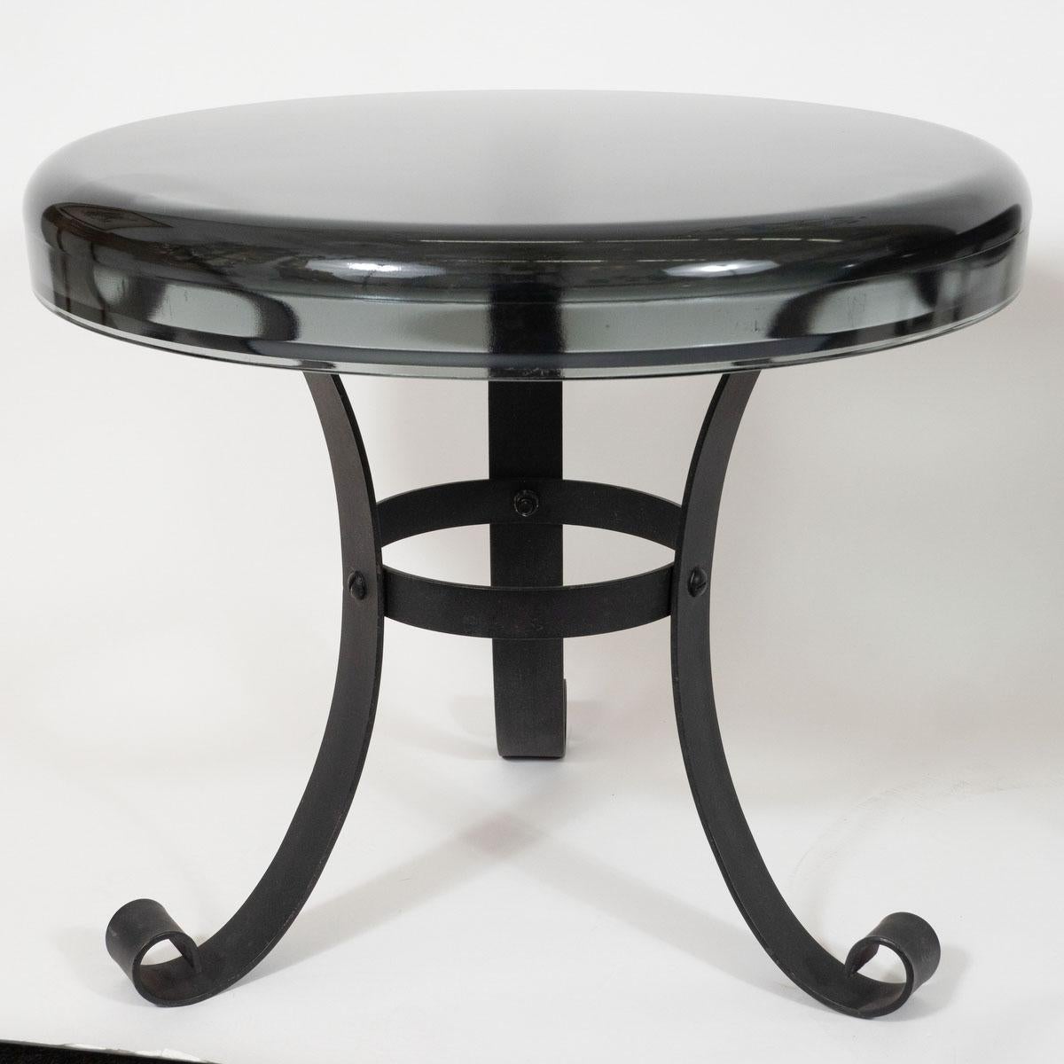 Pair of Smoked Glass Top Side Tables For Sale 1