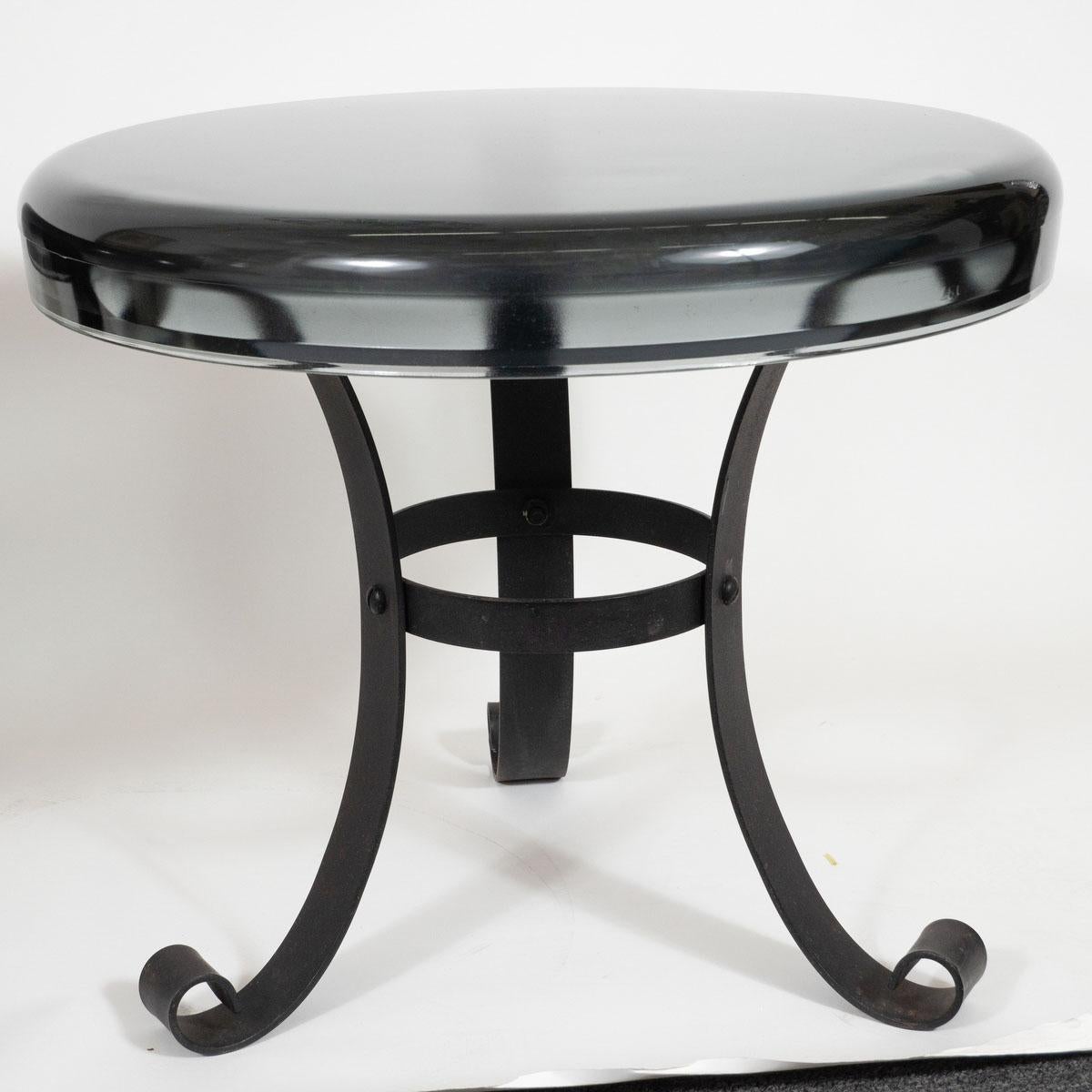 Pair of Smoked Glass Top Side Tables For Sale 2