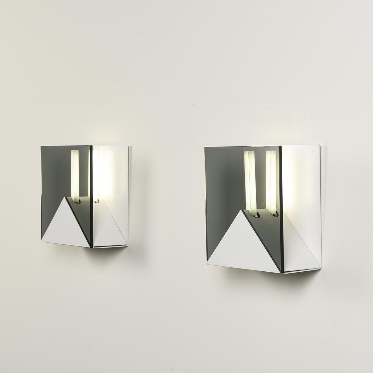 Pair of Smoked glass wall lamps 20620, Verre Lumière ed., circa 1975

