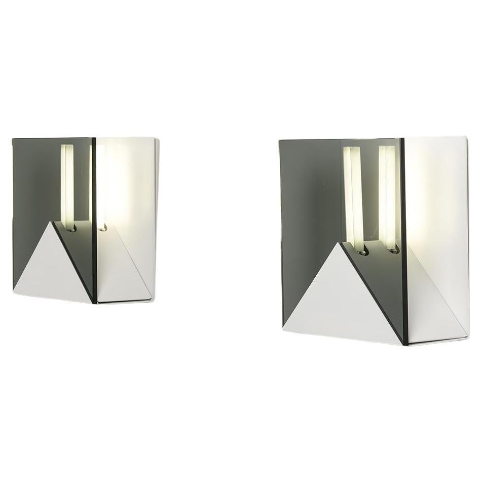 Pair of Smoked glass wall lamps 20620, Verre Lumière ed., circa 1975 For Sale