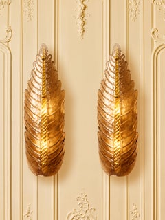 Pair of "Smoked Leaf" wall sconces in Murano by Studio Glustin