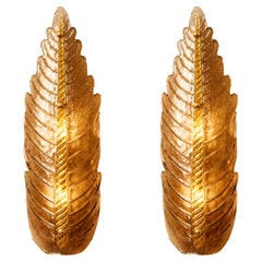 Pair of "Smoked Leaf" wall sconces in Murano by Studio Glustin