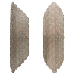 Pair of Smoked Murano Glass Wall Sconces with Textured Relief