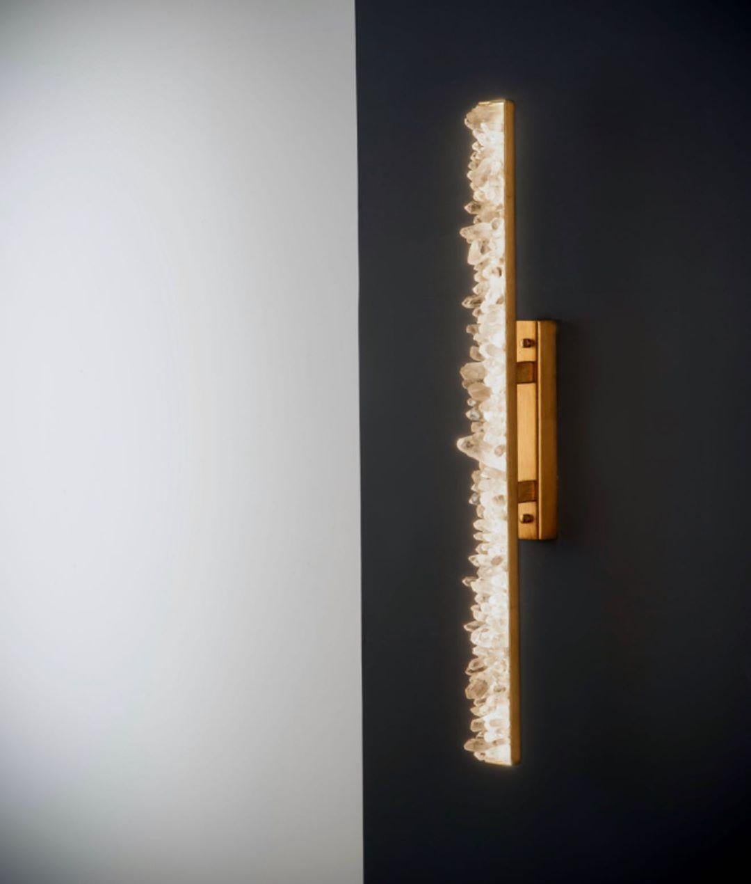 Brass Pair of Smoked Quartz Wall Lamp by Aver  For Sale