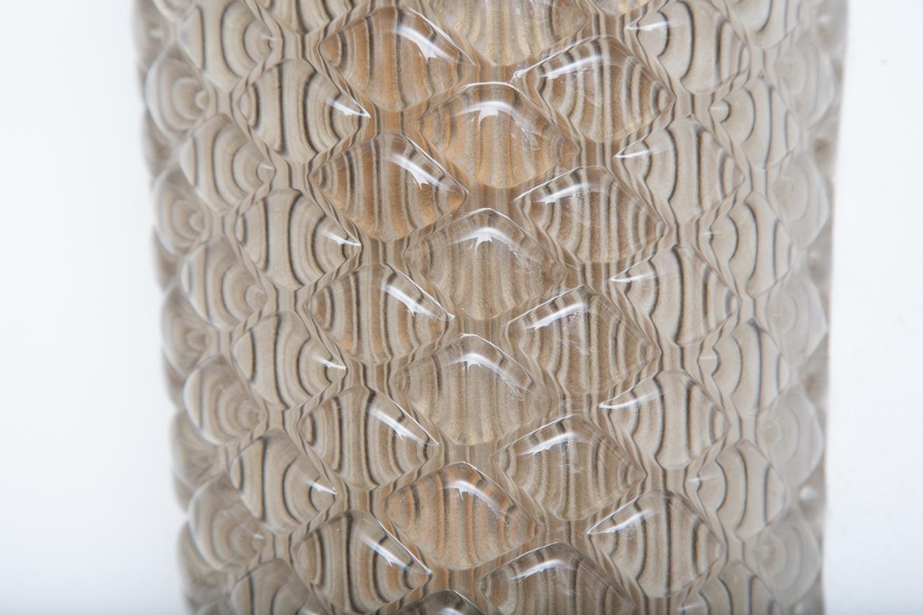 Brass Pair of Smoked Textured Murano Glass Wall Lights, in Stock