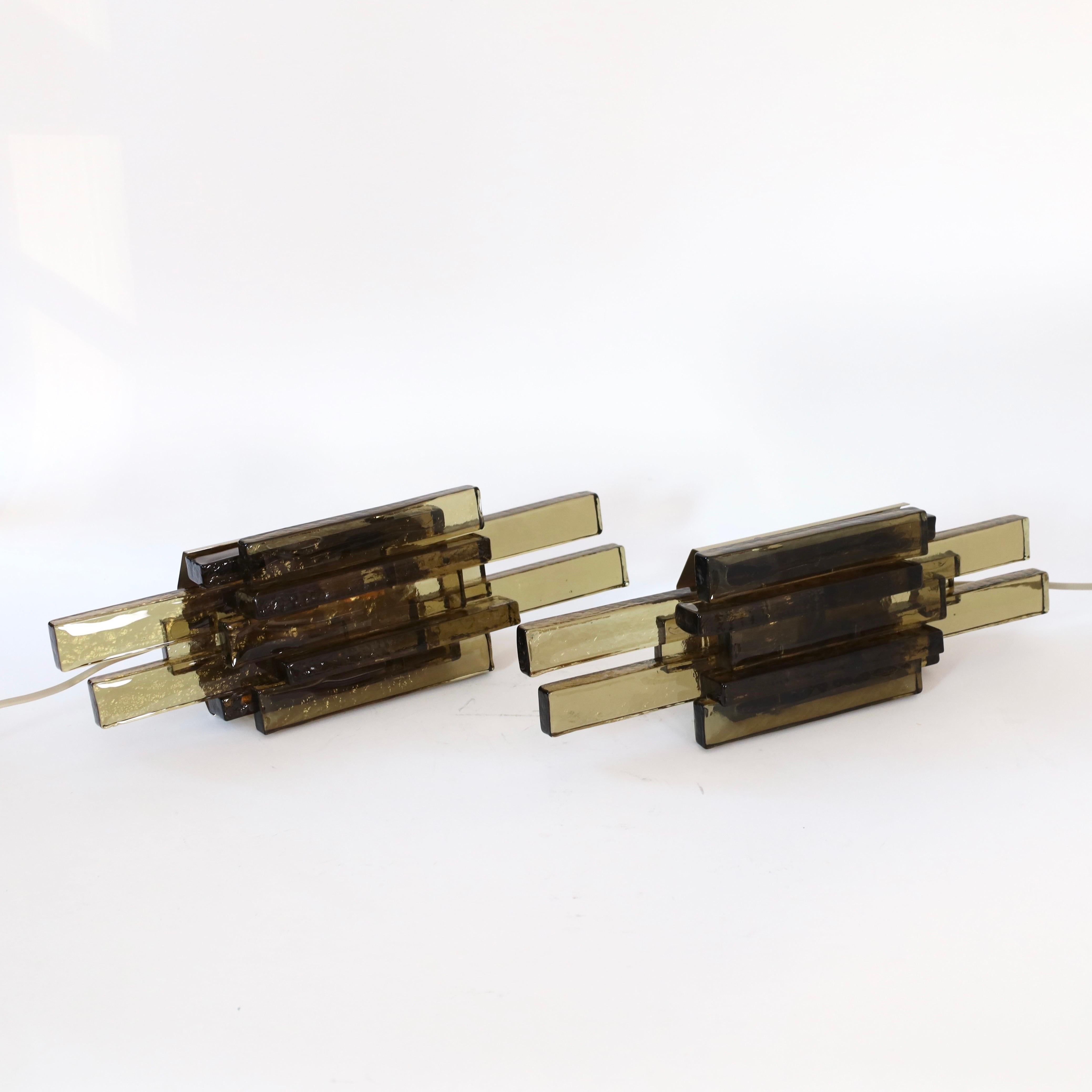 Pair of Smoke-Coloured Glass Wall Lamps by Holm Sørensen, 1960s, Denmark For Sale 2