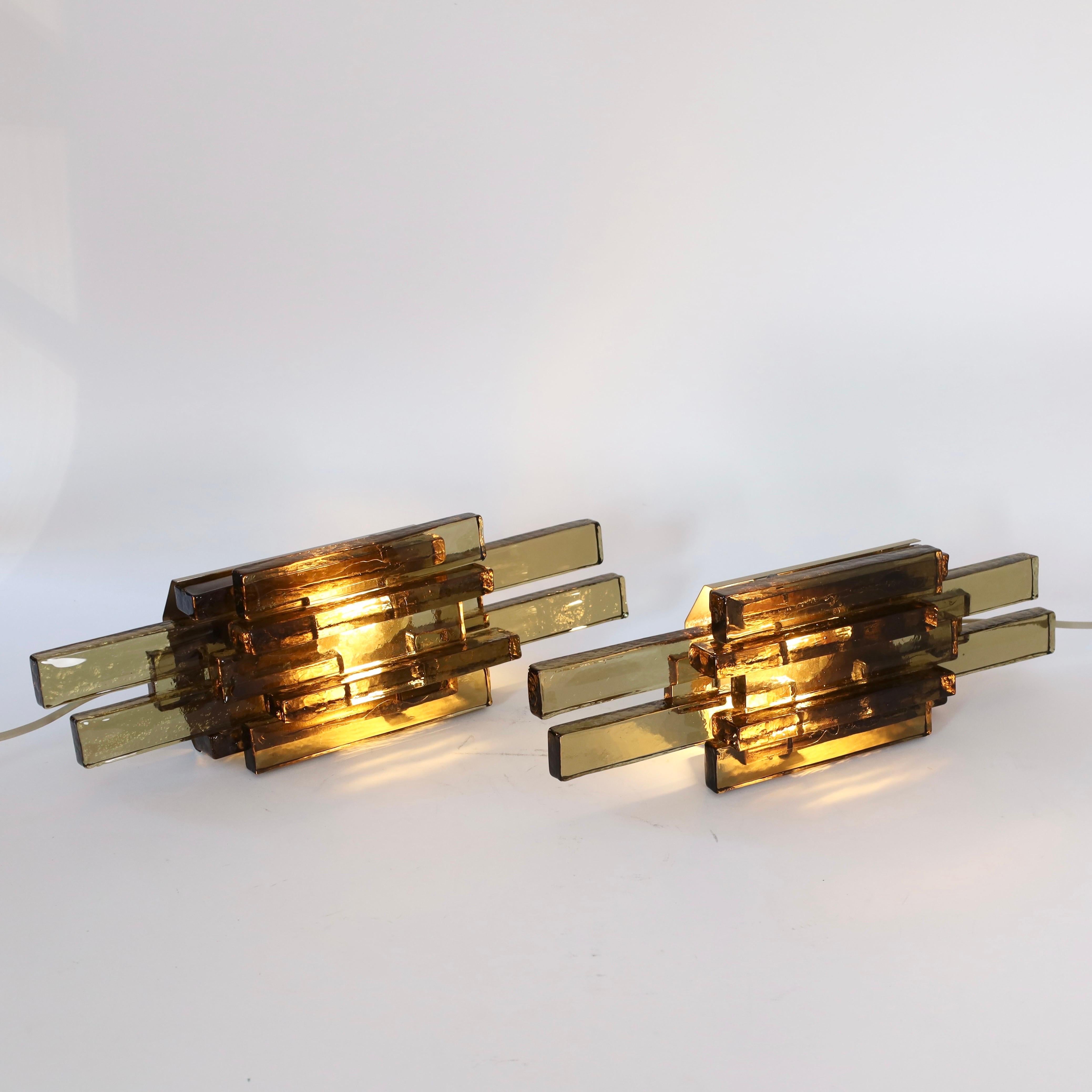 Pair of Smoke-Coloured Glass Wall Lamps by Holm Sørensen, 1960s, Denmark For Sale 3