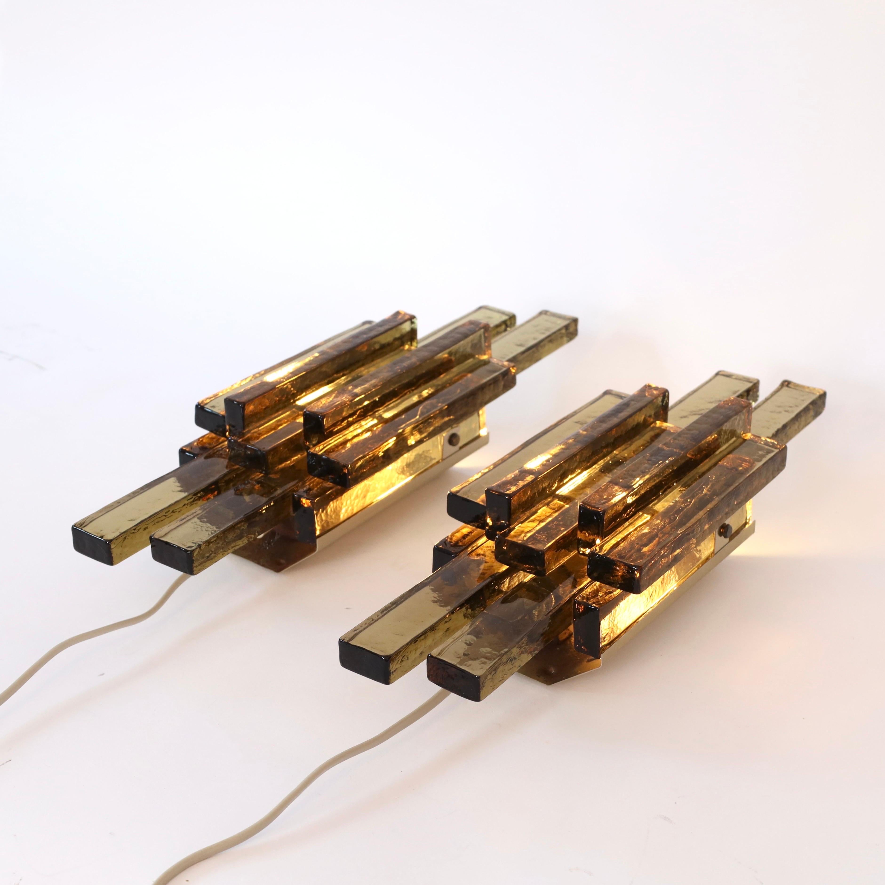 Pair of Smoke-Coloured Glass Wall Lamps by Holm Sørensen, 1960s, Denmark For Sale 5
