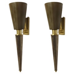 Pair of Smoky Gray Torchere Sconces - 2 Pairs Available