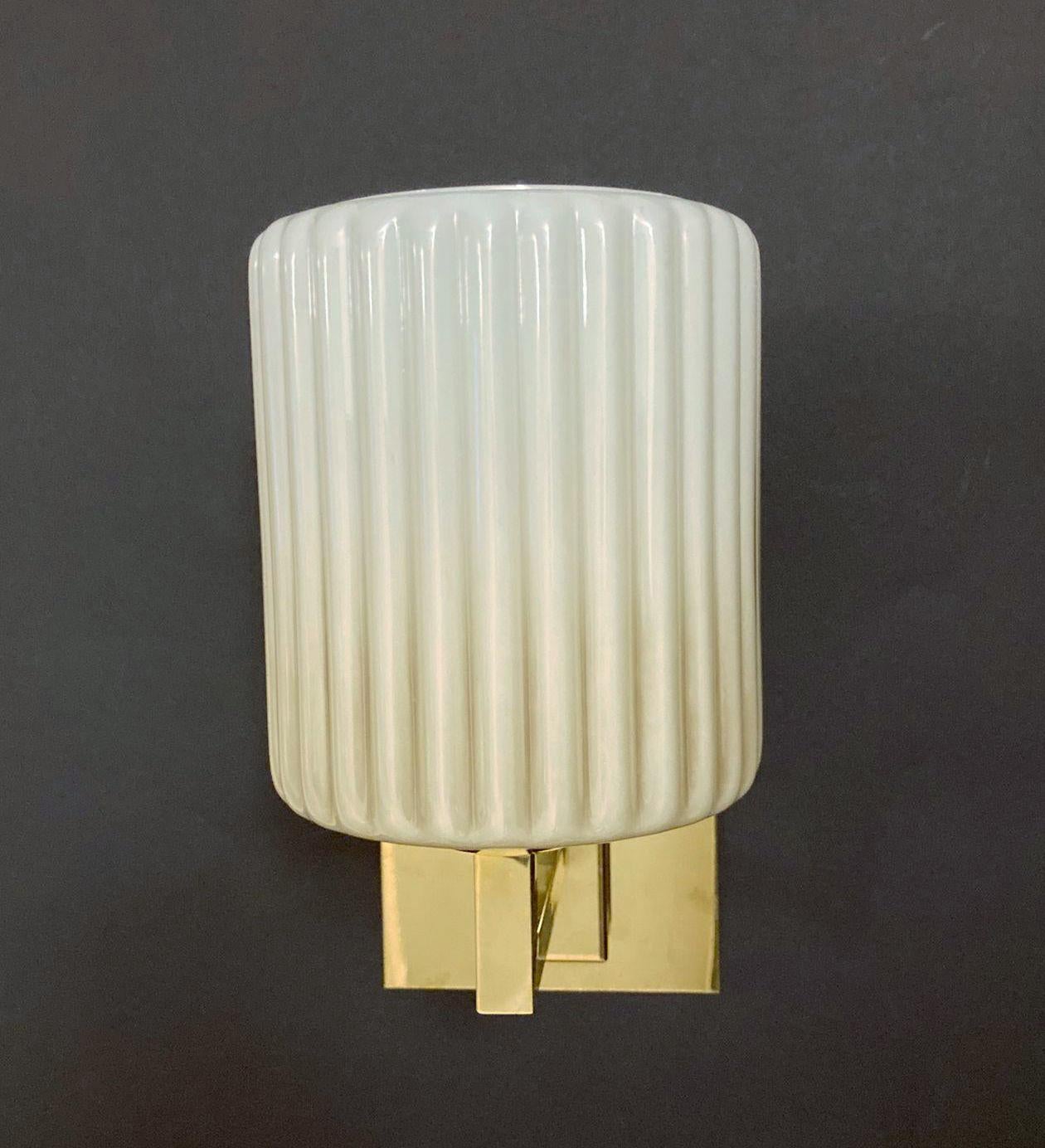 20th Century Pair of Smoky Ribbed Sconces by Barovier e Toso, 2 Pairs Available