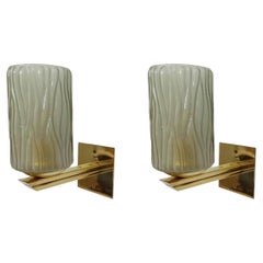 Pair of Smoky Textured Sconces by Barovier e Toso, 4 Pairs Available
