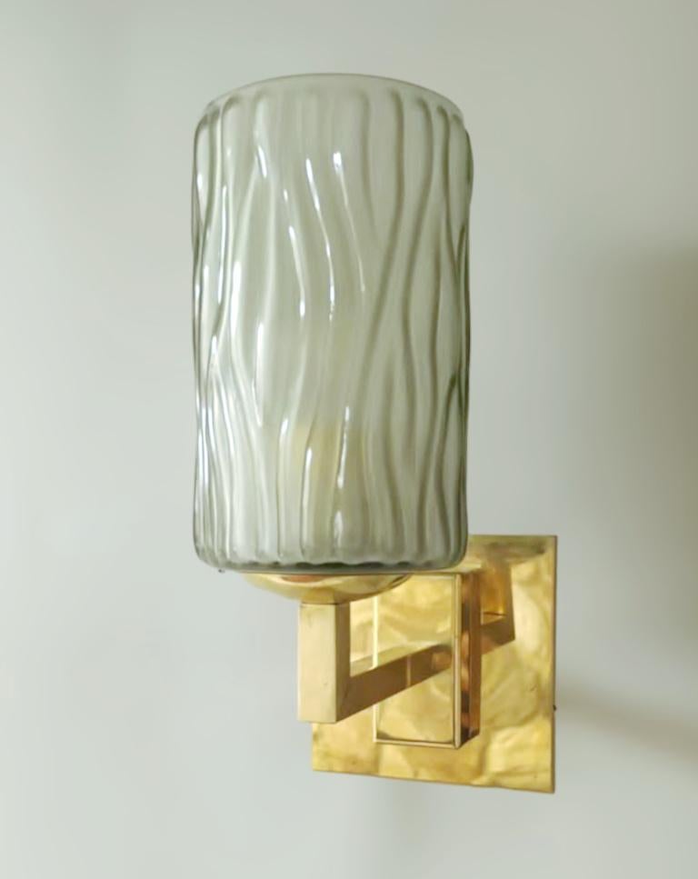 Mid-Century Modern Pair of Smoky Textured Sconces by Barovier e Toso For Sale