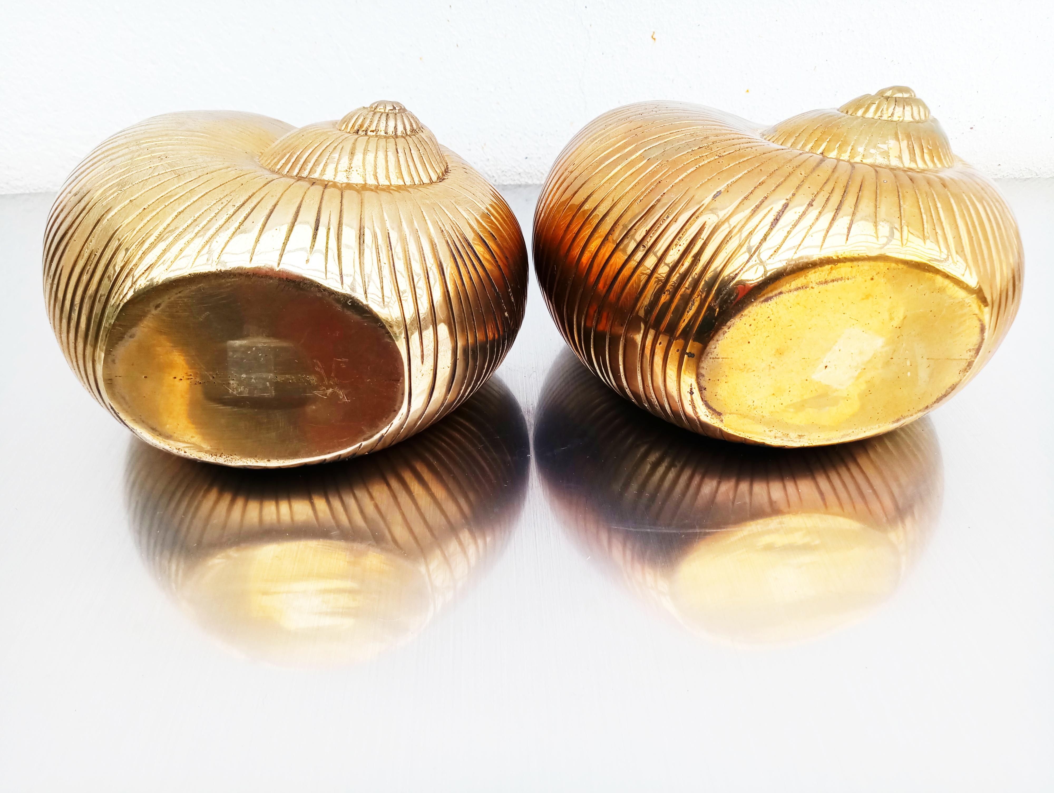 Pair of Snail Brass Vase, France, 1960s 5