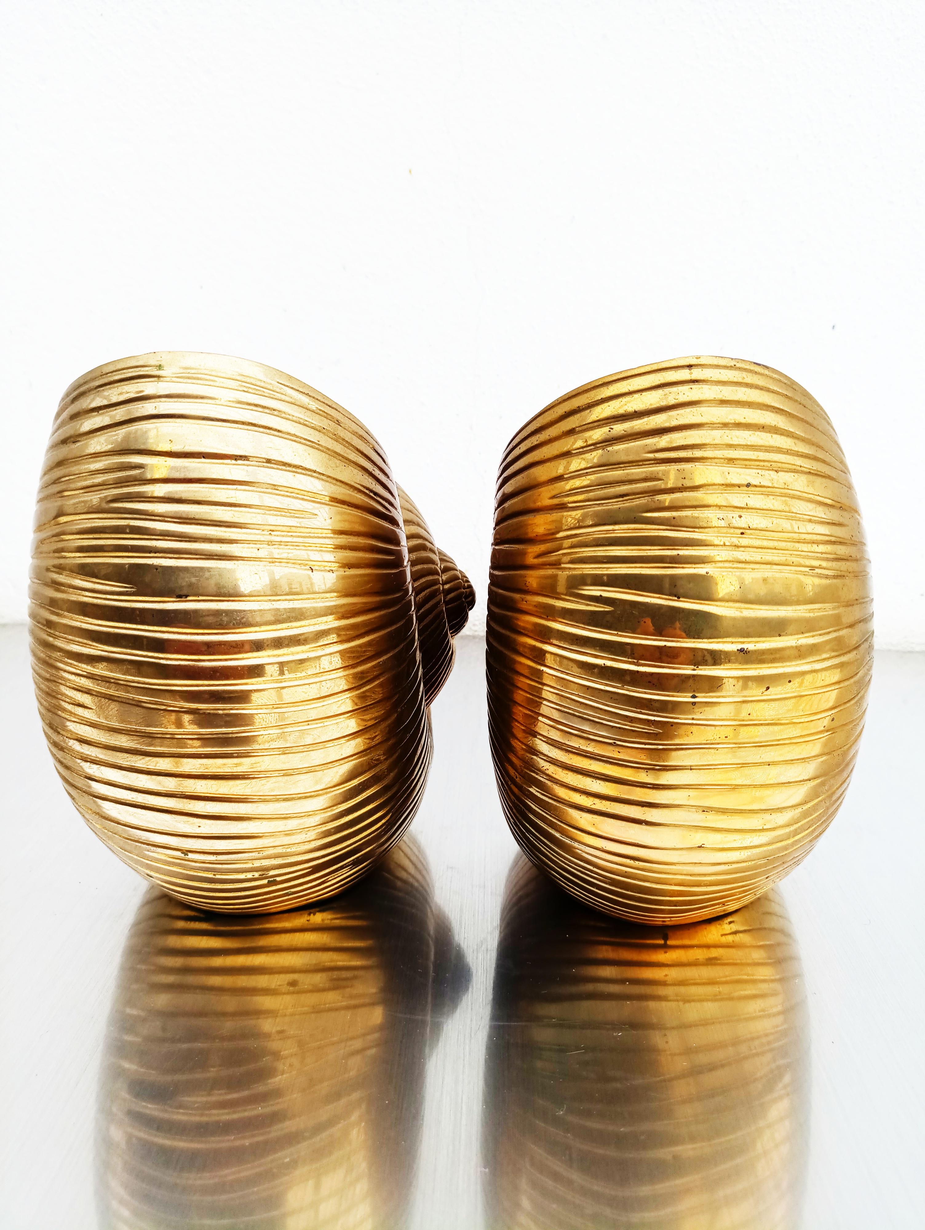 Pair of Snail Brass Vase, France, 1960s 8