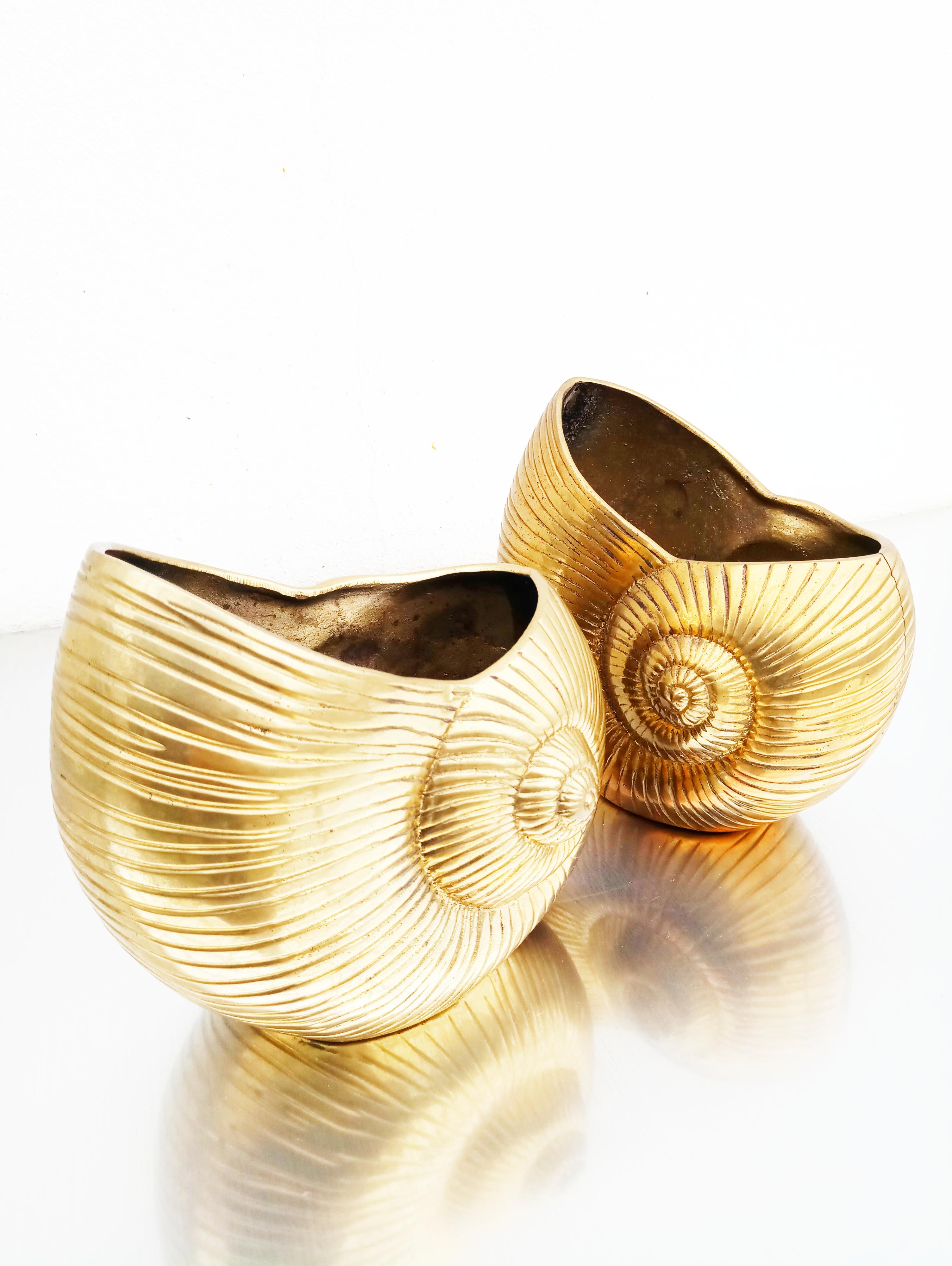 Pair of Snail Brass Vase, France, 1960s 9