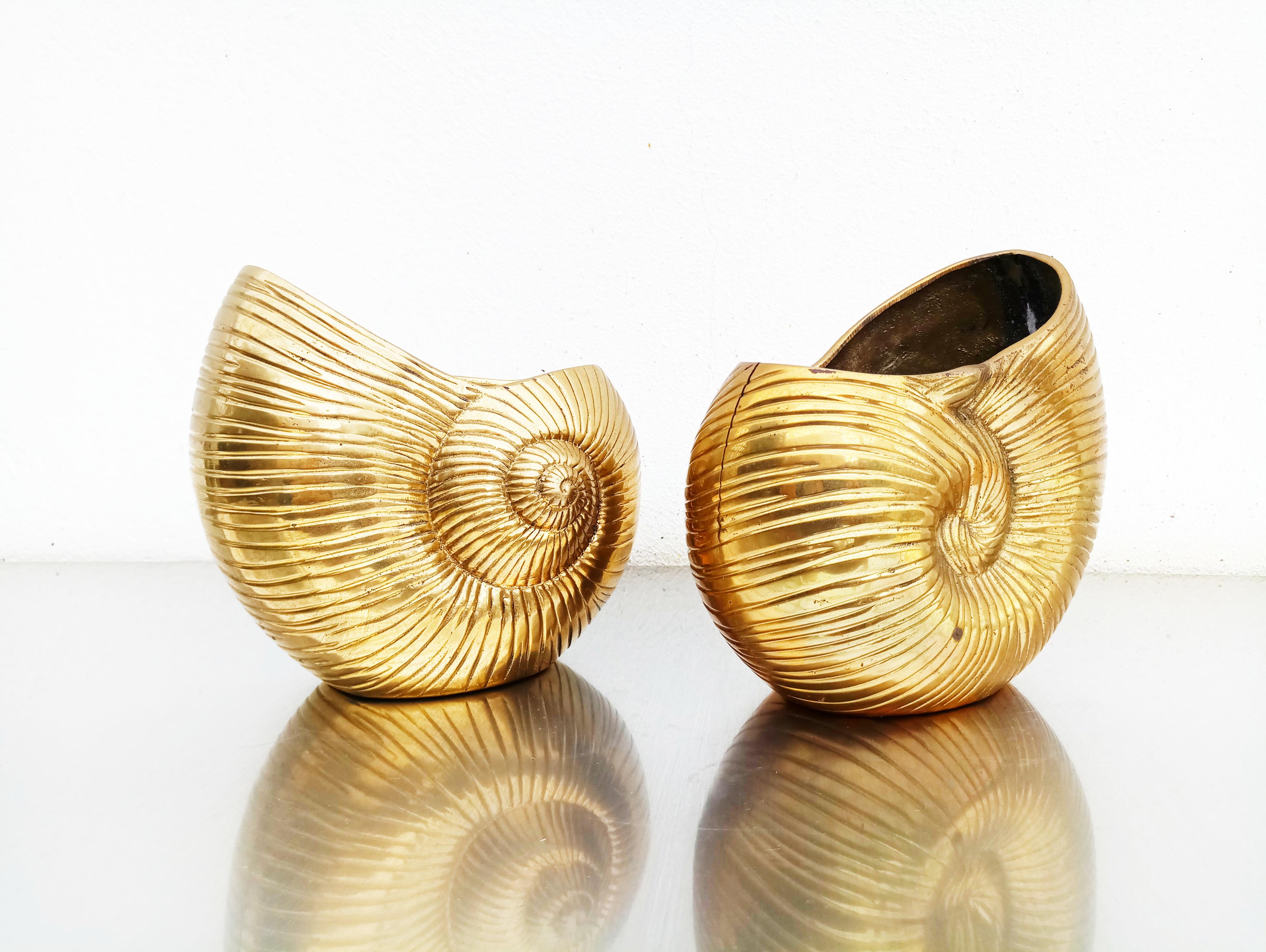 Pair of Snail Brass Vase, France, 1960s 1