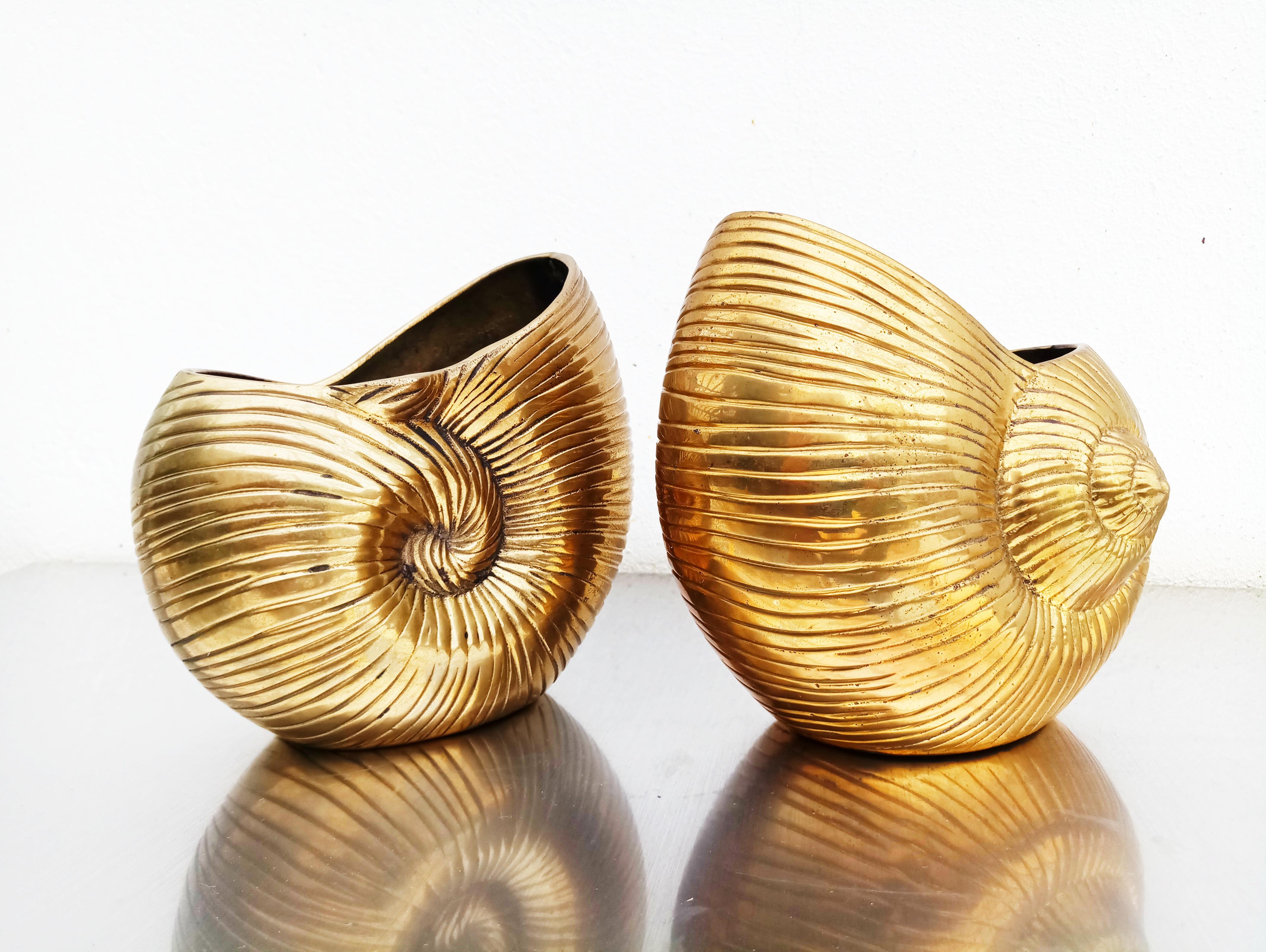 Pair of Snail Brass Vase, France, 1960s 2