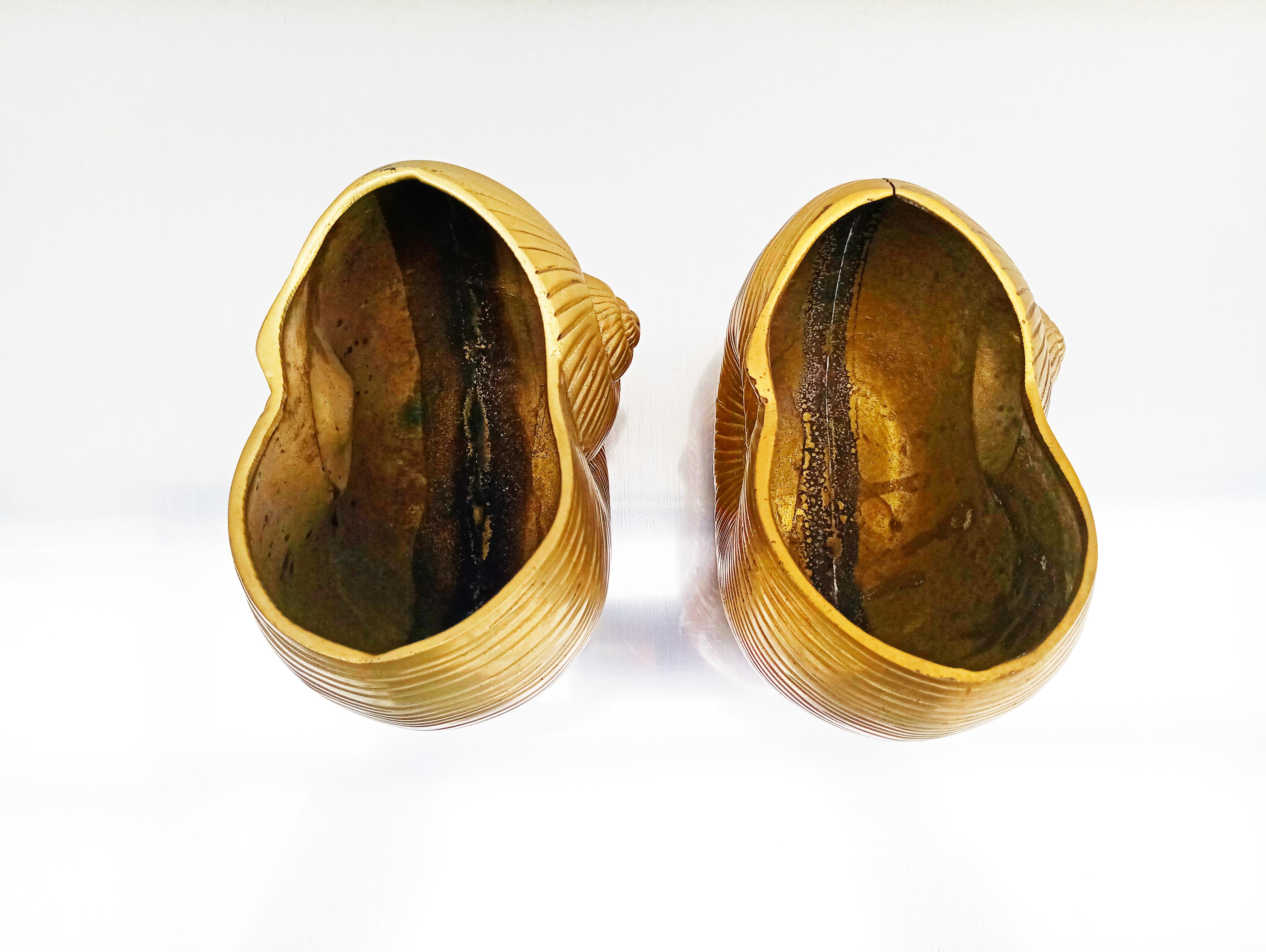 Pair of Snail Brass Vase, France, 1960s 4