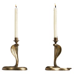Pair of Snake Candle Sticks, England circa 1950