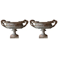 Pareja de Jarrones Serpiente, Hierro, Francés, Europa, circa 1840-1860, Asas de serpiente