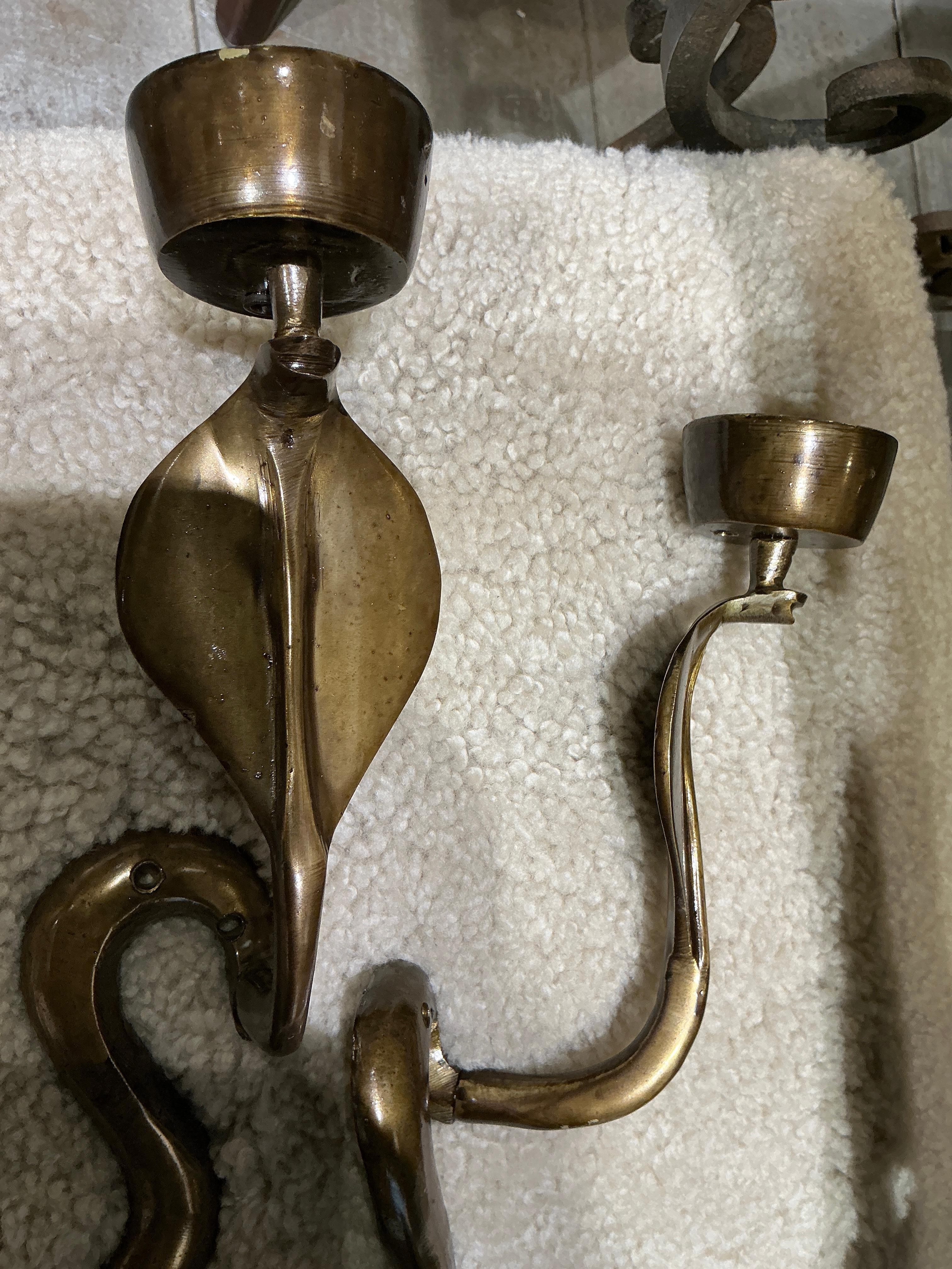 Italian Pair of snakes sconces italy circa 1960 For Sale