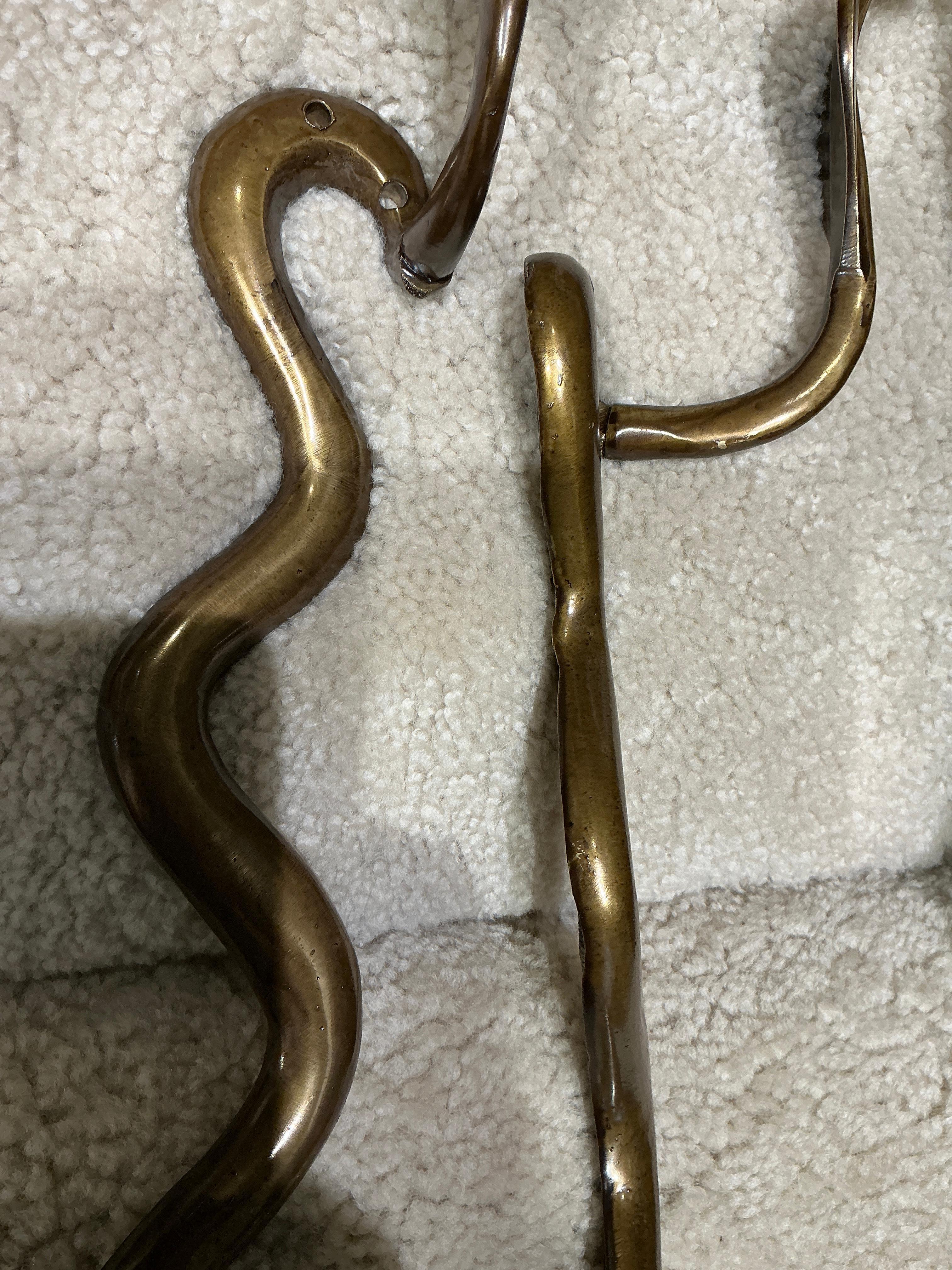 Pair of snakes sconces italy circa 1960 In Good Condition For Sale In PARIS, FR
