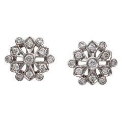 Pair of Snowflake Diamond Cluster Earrings