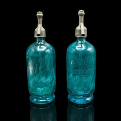 Pair of Soda Syphons, French, Glass, Seltzer Bottle, Early 20th Century, Barware