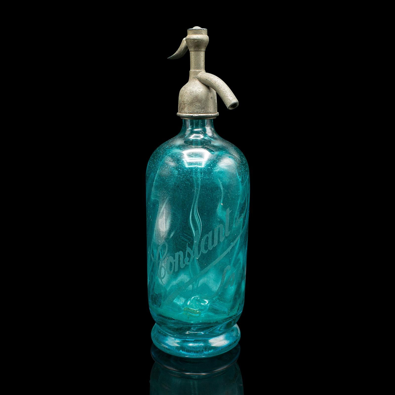 Paar Soda-Siphons, Französisch, Glas, Seltersflasche, frühes 20. Jahrhundert, Barware (Art déco) im Angebot