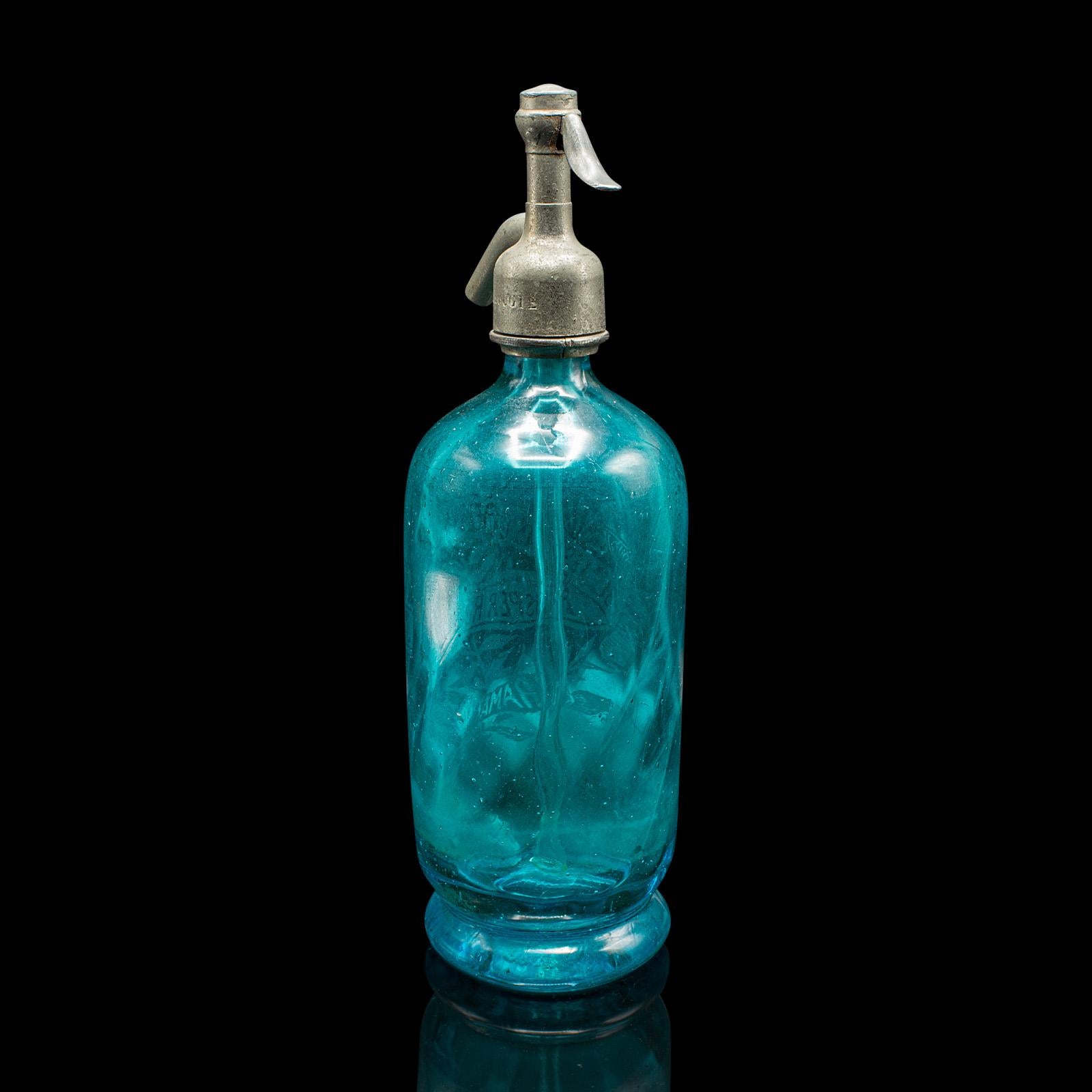 Paar Soda-Siphons, Französisch, Glas, Seltersflasche, frühes 20. Jahrhundert, Barware im Angebot 1