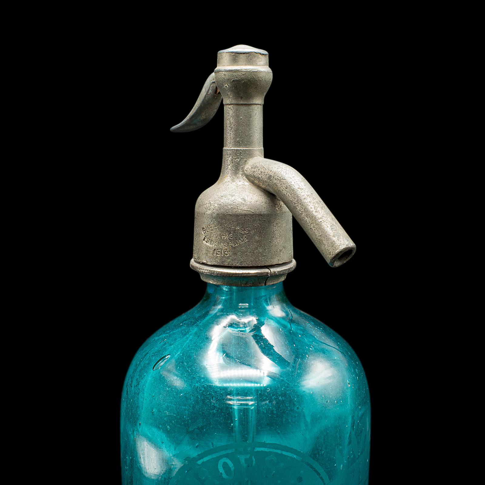 Paar Soda-Siphons, Französisch, Glas, Seltersflasche, frühes 20. Jahrhundert, Barware im Angebot 2