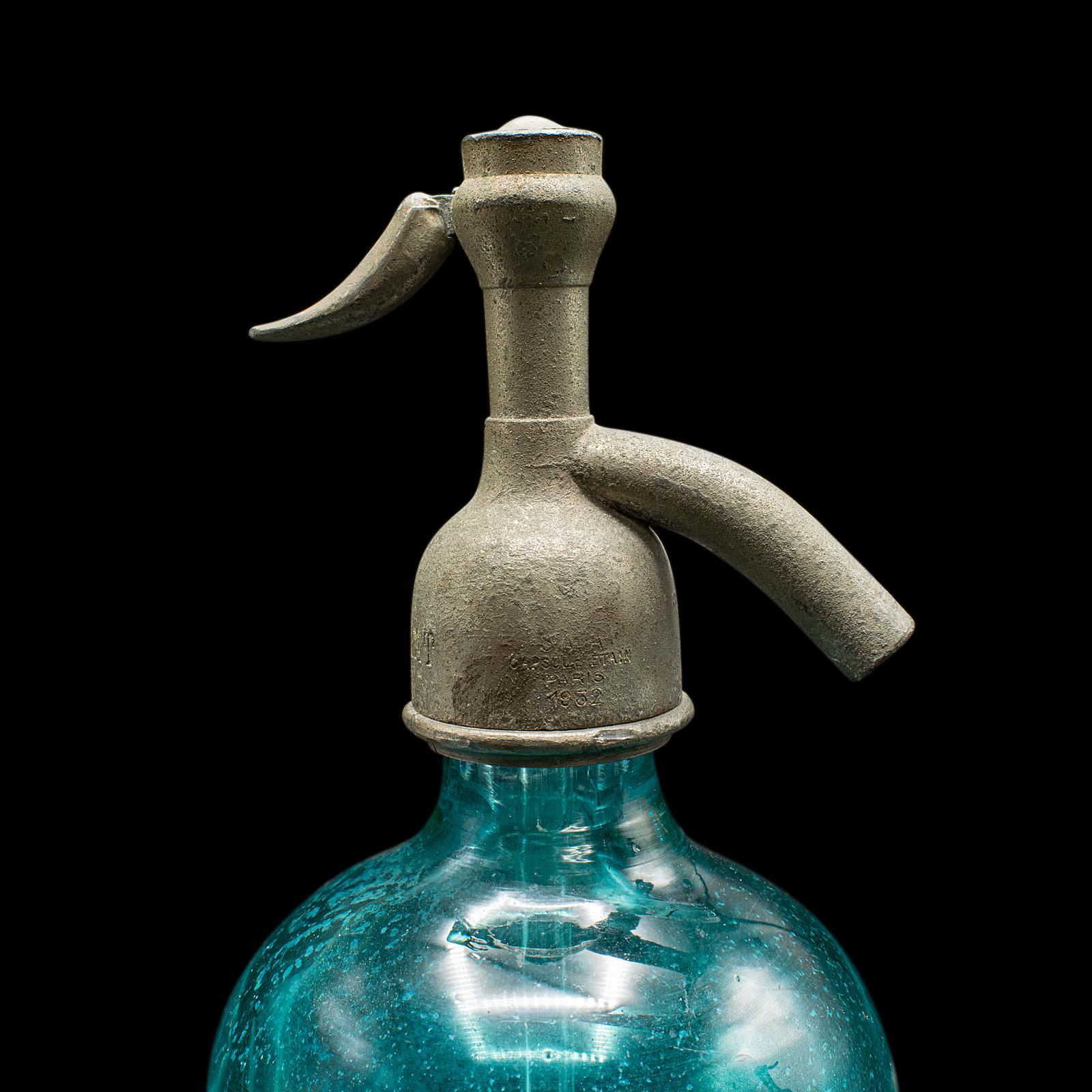 Paar Soda-Siphons, Französisch, Glas, Seltersflasche, frühes 20. Jahrhundert, Barware im Angebot 3
