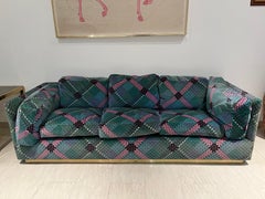 Pair of Sofa’ by Ken Scott Brass and Optical Velvet Signed