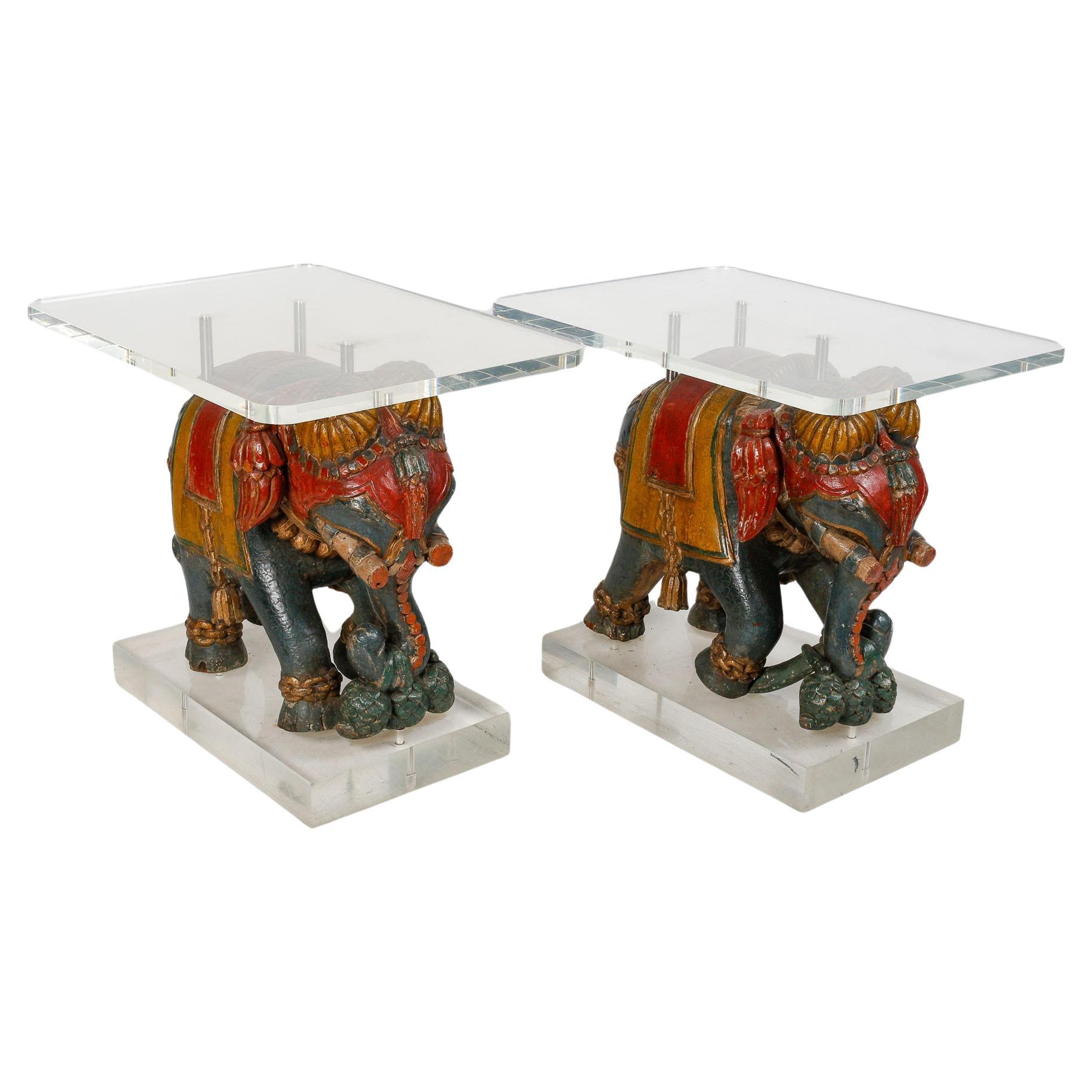 Pair of Sofa Ends, Elephant Side Table.