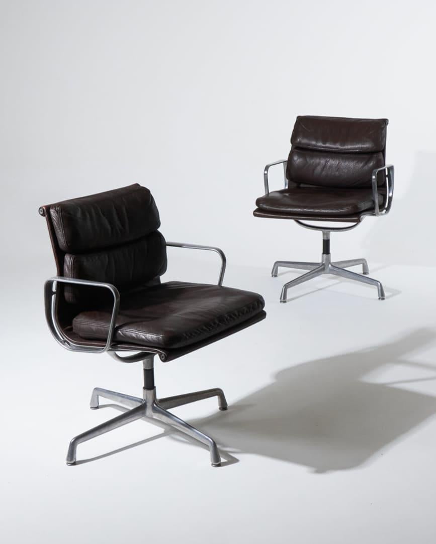 Coppia di poltrone Sofa Pad in pelle marrone, Herman Miller, anni '70 in vendita