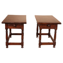 Pair of Sofa Tables in Walnut Louis XIII Style with 17th Century Table Tops