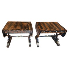 Pair of Sofa Tables, Regency Calamander Wood & Parcel Gilt.