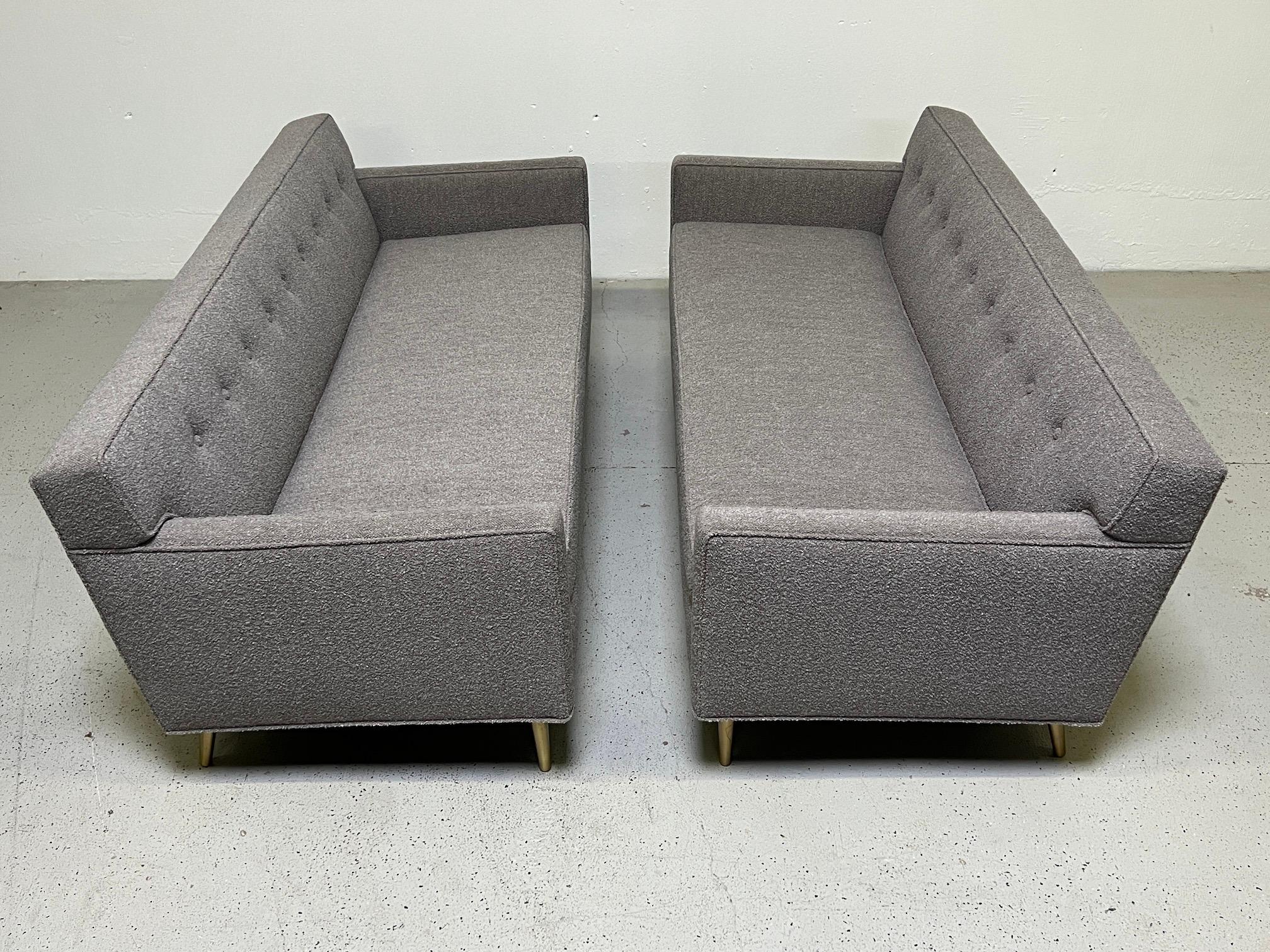 Brass Pair of Sofas by Edward Wormley for Dunbar 