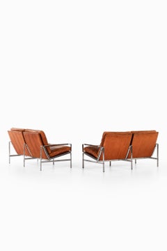 Coppia di divani in acciaio e pelle di Preben Fabricius & Jørgen Kastholm, anni '60