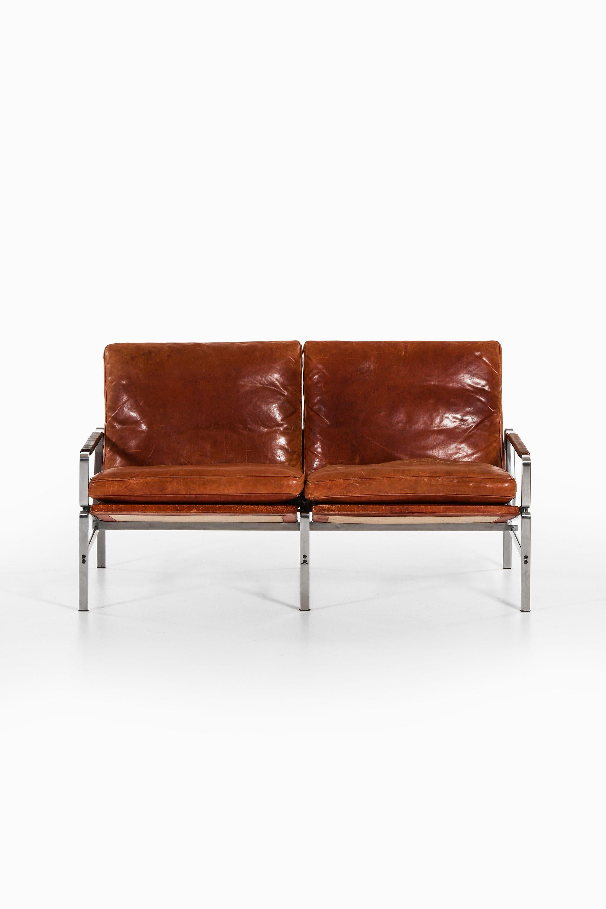 Sofapaar aus Stahl und Leder von Preben Fabricius & Jørgen Kastholm, 1960er Jahre (Skandinavische Moderne) im Angebot