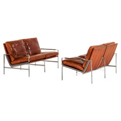 Sofapaar aus Stahl und Leder von Preben Fabricius & Jørgen Kastholm, 1960er Jahre